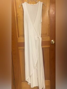 GAP White Asymmetrical Wrap Maxi Dress